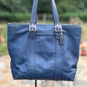 Vintage Coach Navy Blue Tote Bag #6491